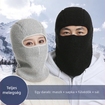 Téli fleece-bevonatú meleg fejvédő szél- és porvédővel, integrált kerékpáros maszk, nyakmelegítő és fülvédő, uniszex