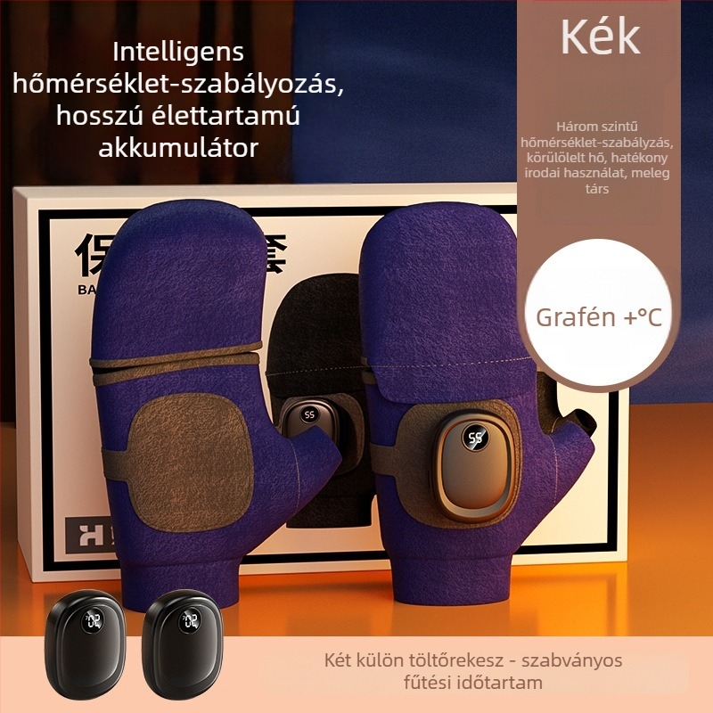 Kerékpáros kesztyű USB-töltéses grafén fűtéssel, kültéri téli használatra