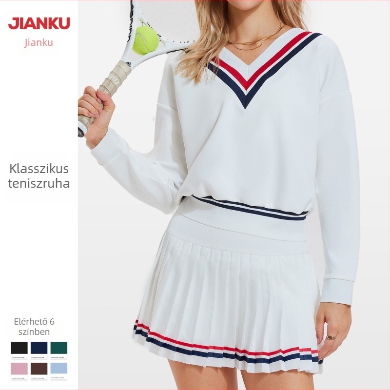 Női hosszú ujjú gyorsan száradó polo készlet V-nyakú, nylon-spandex 80/20