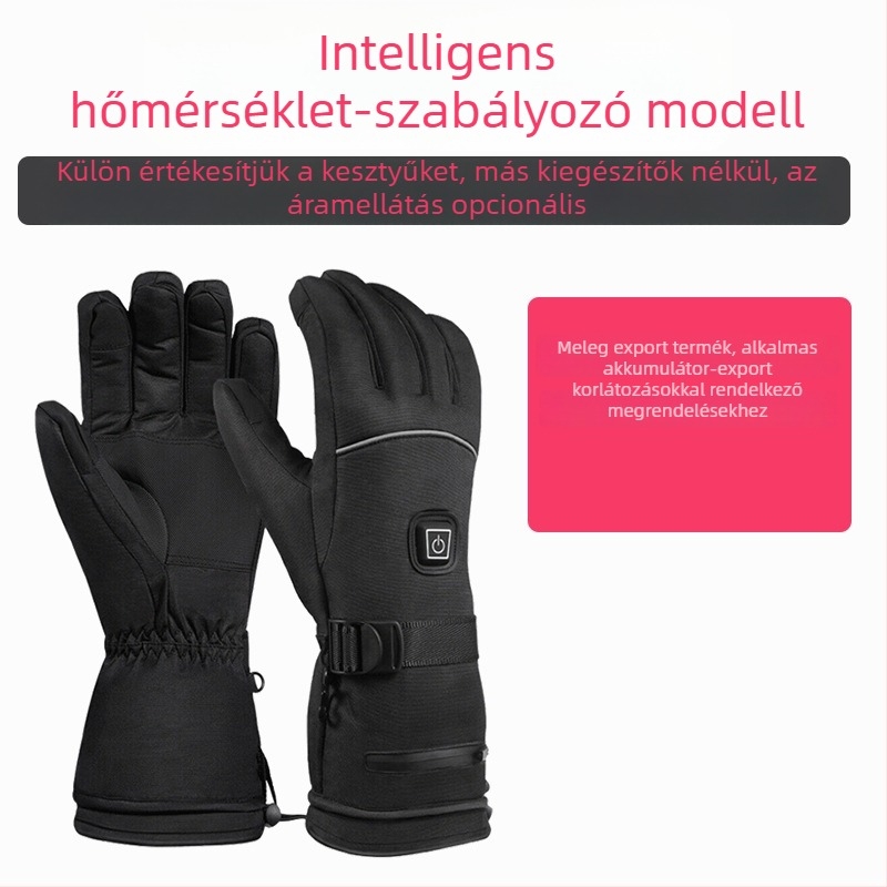 Síkesztyűk lítiumakkumulátoros fűtéssel, teljes ujj- és tenyérfűtés, vízálló nejlon bélés pamuttal, felnőttek, uniszex