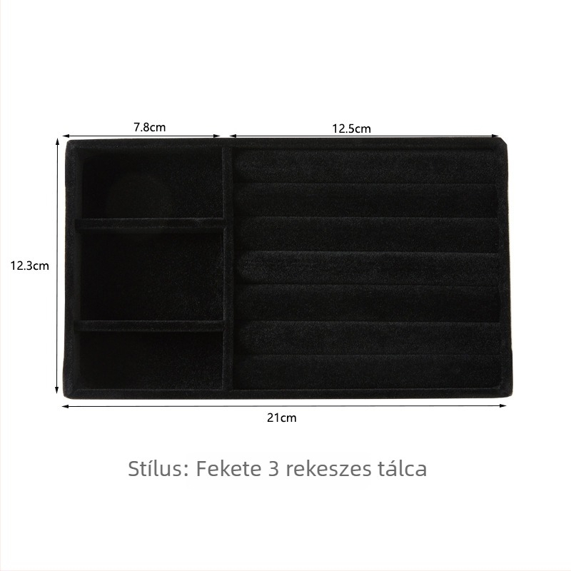 Fából készült ékszerdoboz filc bevonatú tálcával és fiókkal fülbevalók számára