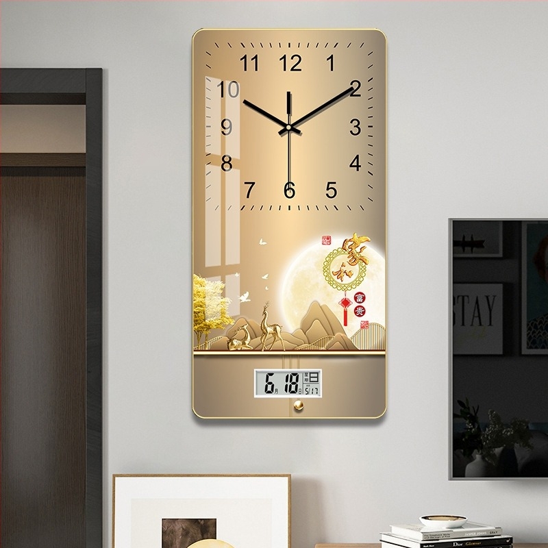 Modern, minimalist falióra nappaliba naptárral és hőmérővel, csendes kvarcmozgás