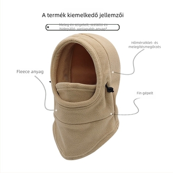 Kerékpáros szélvédő maszk fleece sapkával, uniszex, meleg védelem a szél és a hó ellen (fleece; kapucni; uniszex; maszk)