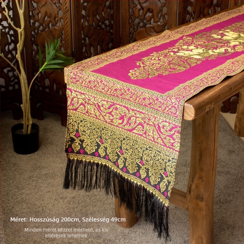 Asztal zászló – Délkelet-ázsiai stílus, Thai teás asztalhoz textil, Márka Laijun; Anyag: Tess; Fő összetevő tartalma: 60%; Minta: Egyéb