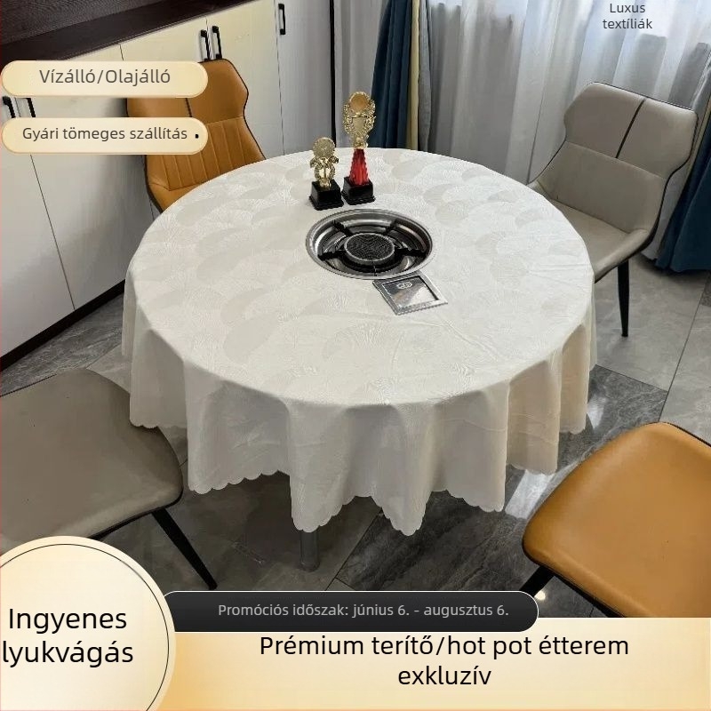Forró pot étterme kör alakú asztalterítő, vízálló és olajálló, szeggel rögzíthető, hotell- és otthoni használatra
