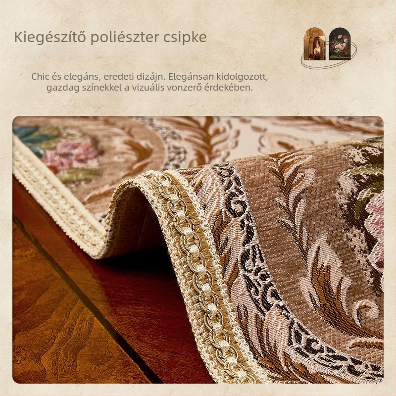 Európai stílusú asztalterítő len és chenille anyagból, virágmintával, sárga vagy kék színben, foltálló és csúszásmentes, a nappaliba.