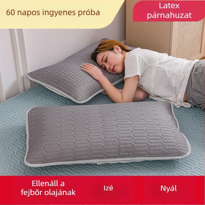 Természetes latex párnahuzat, atkák elleni és antibakteriális, két darabos párnahuzat, méret 48