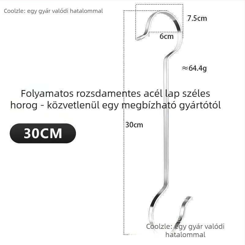 Rozsdamentes acél horog, konyha- és fürdőszobai használatra, egyszerű modern kialakítás, 5–10 kg teherbírás, 1 darab