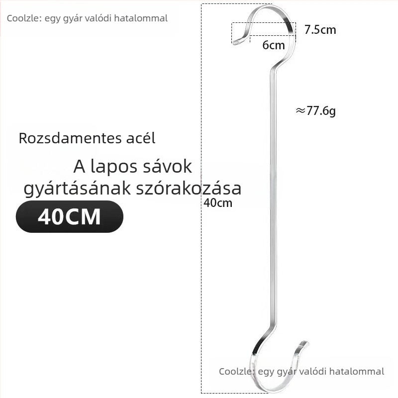 Rozsdamentes acél horog, konyha- és fürdőszobai használatra, egyszerű modern kialakítás, 5–10 kg teherbírás, 1 darab