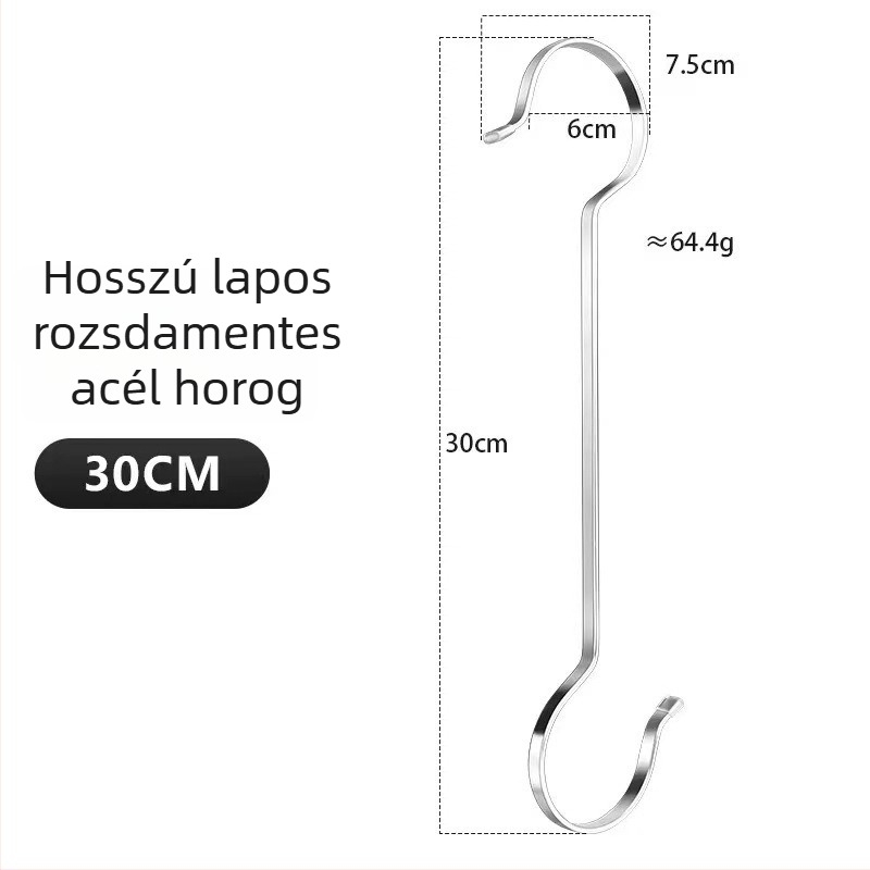 Rozsdamentes acél horog, konyha- és fürdőszobai használatra, egyszerű modern kialakítás, 5–10 kg teherbírás, 1 darab