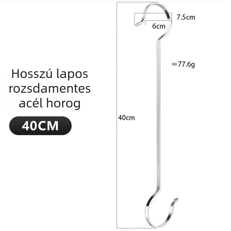 Rozsdamentes acél horog, konyha- és fürdőszobai használatra, egyszerű modern kialakítás, 5–10 kg teherbírás, 1 darab
