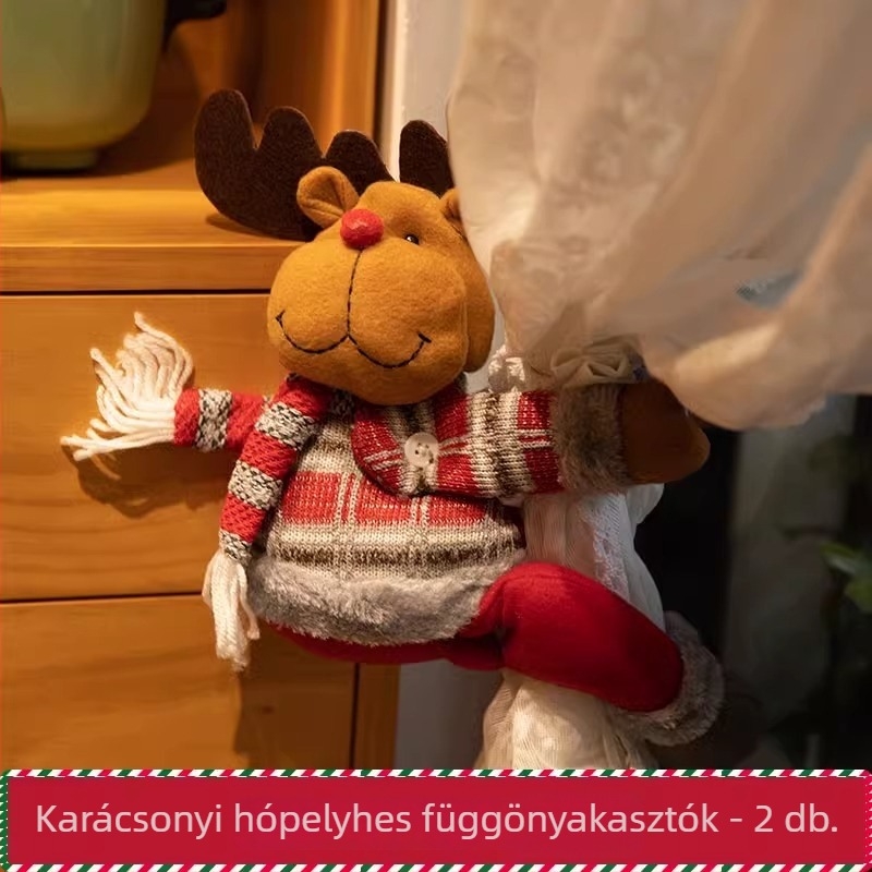 Bangfa Karácsonyi rajzfilm függönypántok – szövet, pár csat, hálószoba és nappali számára