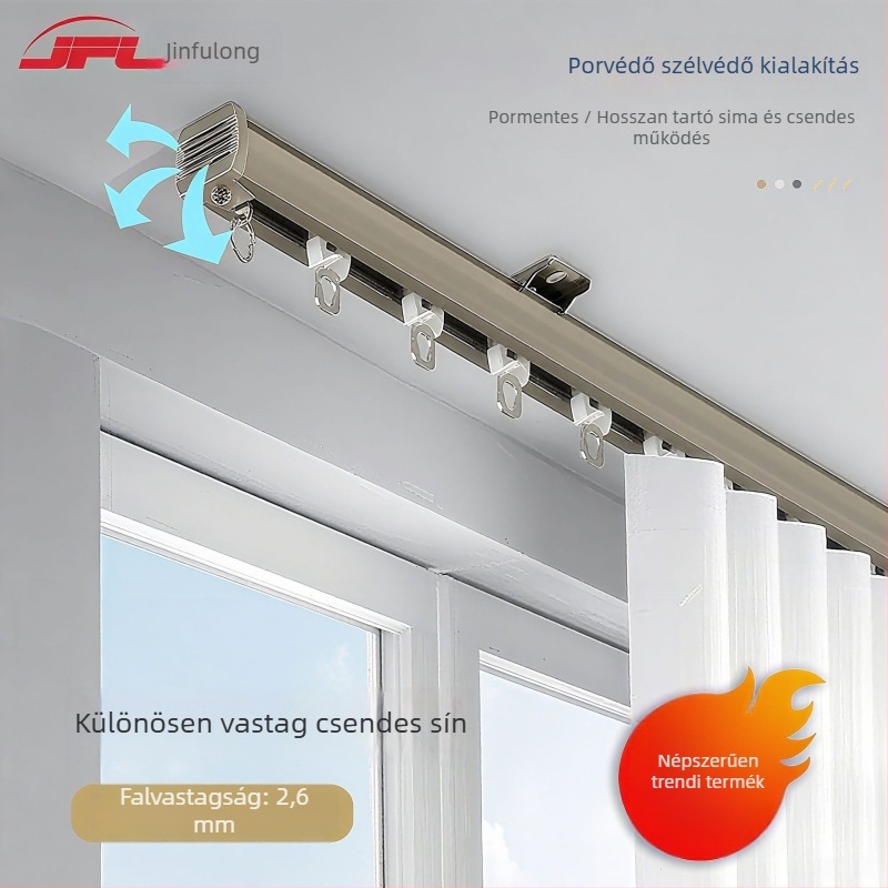 Függöny sín, alumíniumötvözet, csendes működés, dupla sín, modell JFL597, Jin Fulong