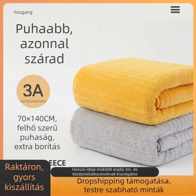 Fürdő- és strandkendő superfín rostból, kiváló nedvszívó képesség, lágy érzet; GSM 200–300, 32 szála, szegélyezés