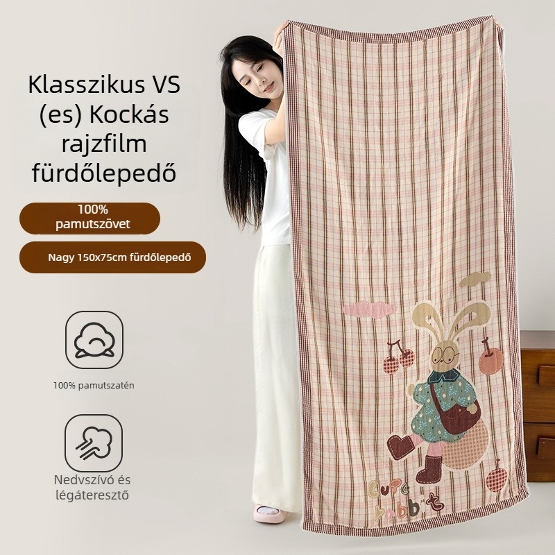 Pamut törölköző jacquard mintával, négyréteg géz, 32s fonal, tömeg 300–400 g