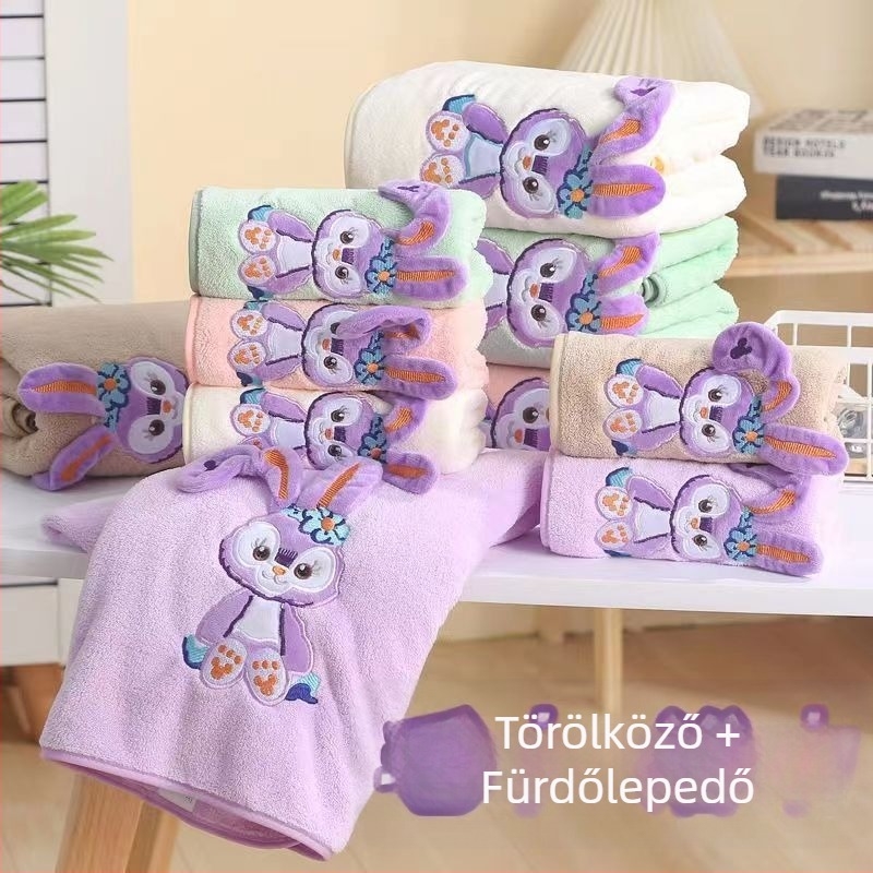 StellaLou korall fleece törölköző készlet, 3 darab, rajzfilm minta, puha és nedvszívó, szálmentes