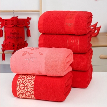 Pamut fürdőlepedő, lágy és nedvszívó, esküvői ajándék dobozos készlet, 300–400 g, jacquard, 32s fonal, nedvességfelszívás 11–15 s, testreszabható feldolgozás