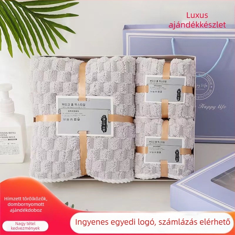 Háromrészes törölközőkészlet mikroszálas hímzéssel