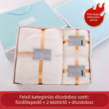 Három darabos korall plüss törölközők logóval ellátott ajándékdobozzal