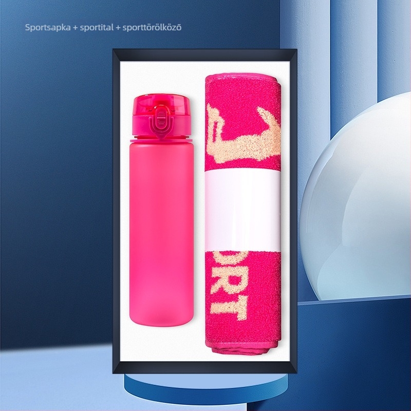 Wise fém ajándékkészlet – edzőtermi törölköző és ivó pohár, modern minimalista stílus, ideális üzleti ajándékként