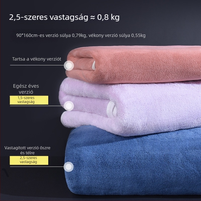 Nagy fürdőlepedő, vastag, rendkívül nedvszívó, alacsony szálhullás, korall plüss, 500 g felett, 150D, vágott velúr befejezés