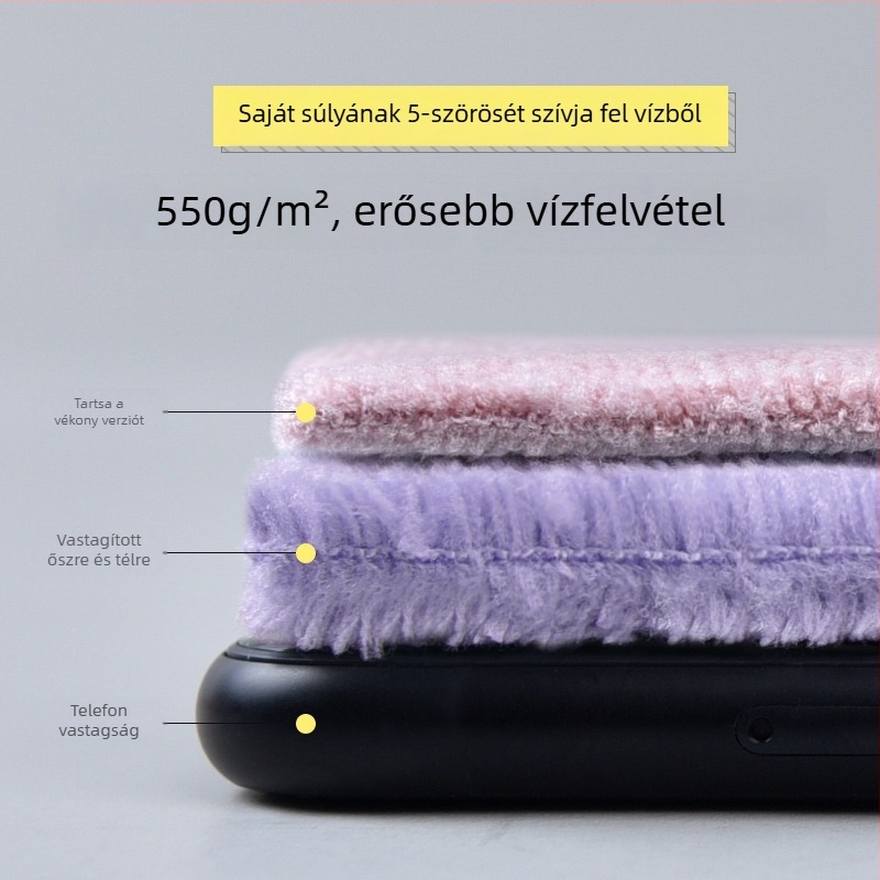 Nagy fürdőlepedő, vastag, rendkívül nedvszívó, alacsony szálhullás, korall plüss, 500 g felett, 150D, vágott velúr befejezés