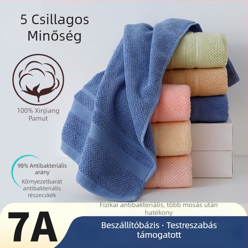 100% pamut antibakteriális arc törölköző, 32 szál, tömeg 100-120 g, vast, otthoni és szállodai használatra