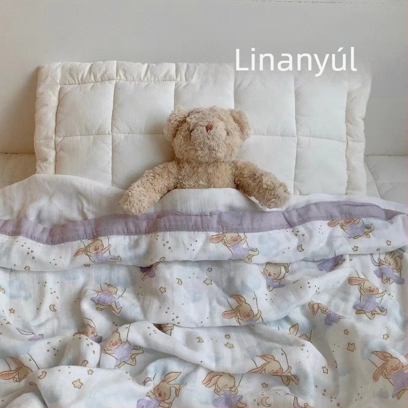 Baba bambuszrostból készült négy réteg géz pléd, karikatúra mintával, 300 g alatt, négy évszakra