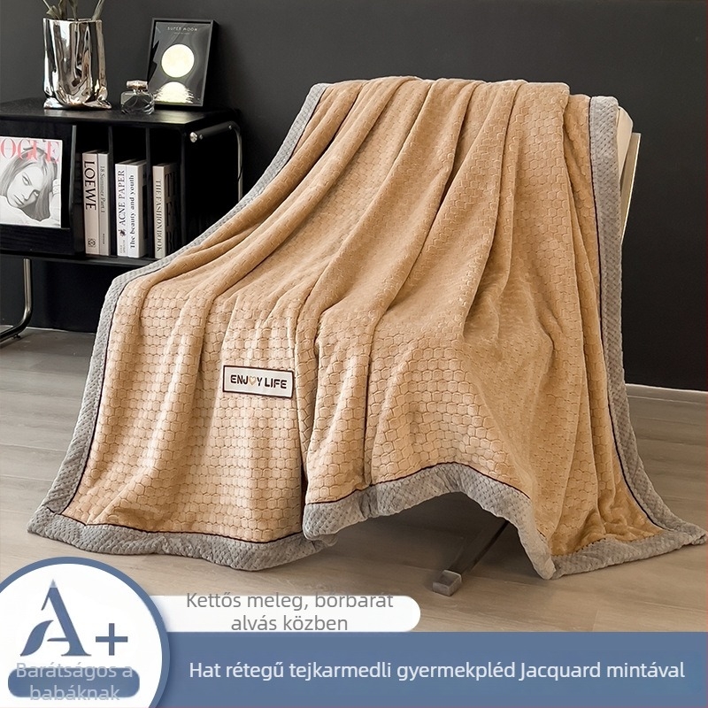 Vastag korall fleece takaró téli–őszi időszakra, univerzális használat az ágyon, kanapén és irodában