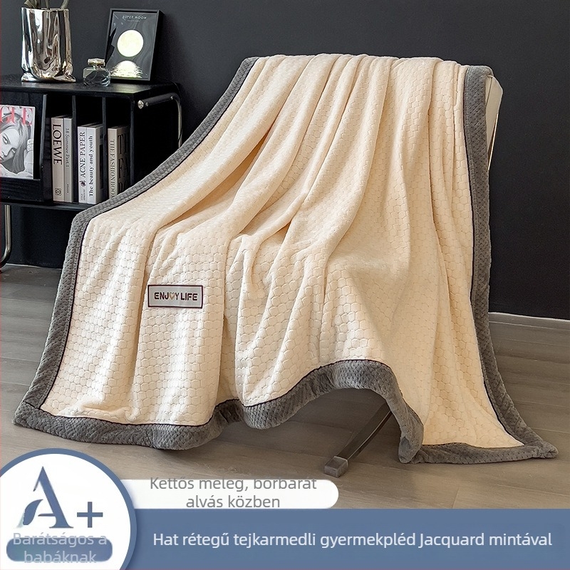 Vastag korall fleece takaró téli–őszi időszakra, univerzális használat az ágyon, kanapén és irodában