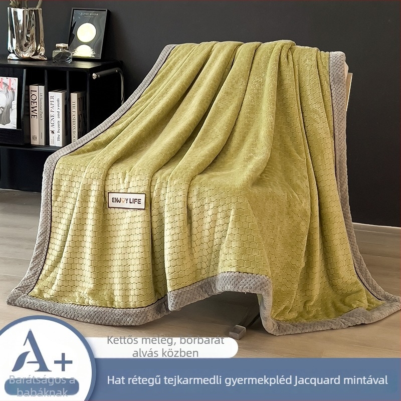 Vastag korall fleece takaró téli–őszi időszakra, univerzális használat az ágyon, kanapén és irodában