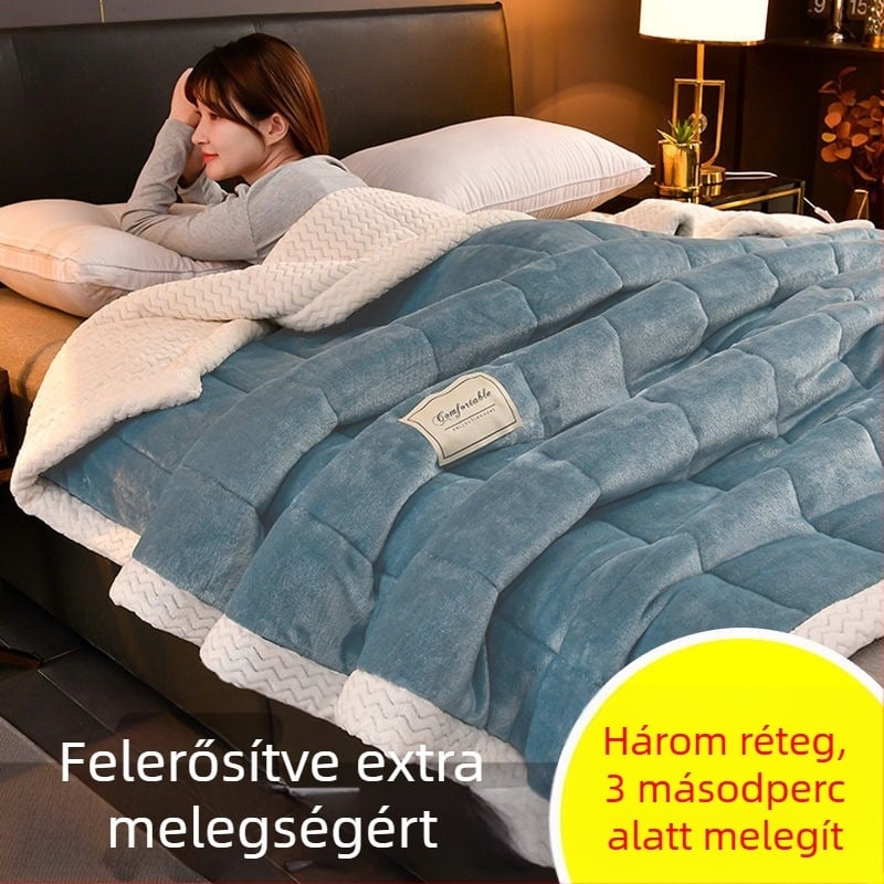 Háromrétegű, vastag téli flanel-poliészter törölközőtakaró
