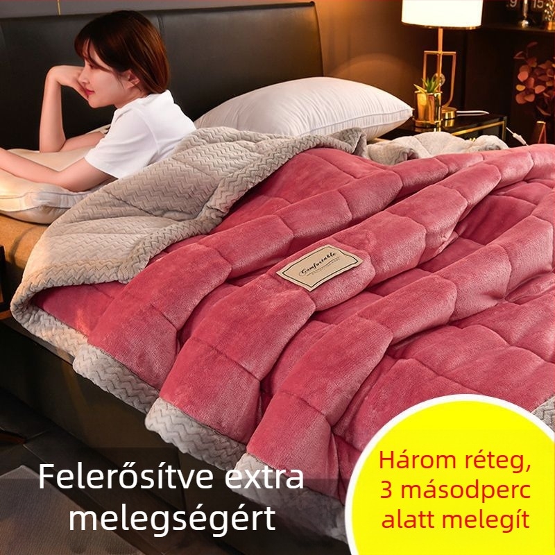 Háromrétegű, vastag téli flanel-poliészter törölközőtakaró