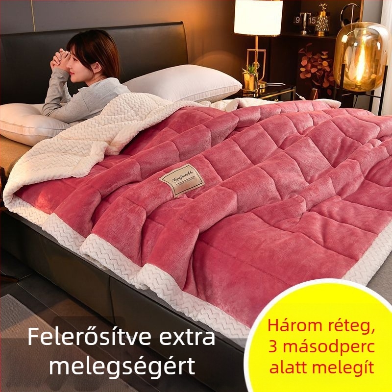 Háromrétegű, vastag téli flanel-poliészter törölközőtakaró