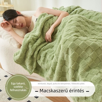 Plüss törölköző típusú takaró irodába és kanapéra, geometriai mintával, egész éves, nordikus stílus