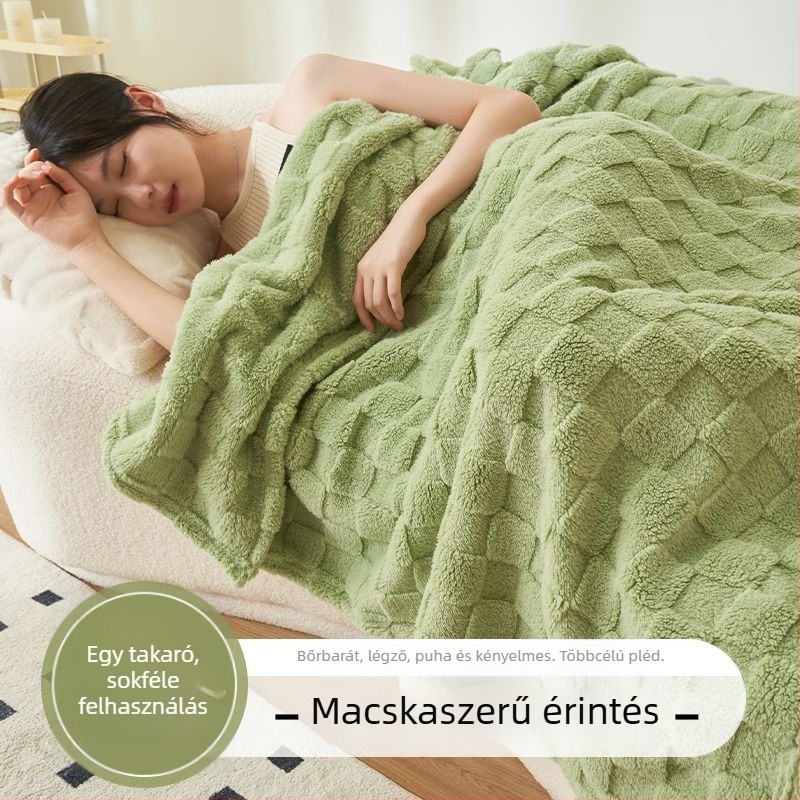Plüss törölköző típusú takaró irodába és kanapéra, geometriai mintával, egész éves, nordikus stílus