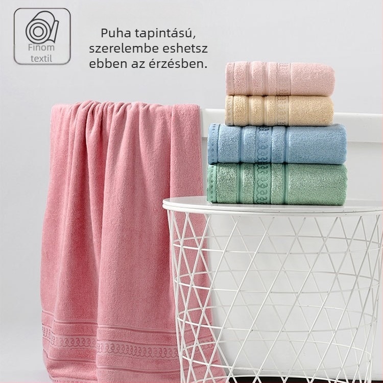 Bambusz rostból készült fürdő törölközők készlet: törölköző testre és arcra, vastag, puha és nedvszívó, bőrbarát, sima szövésű (plain weave), 100 g, 32s fonal, testreszabás elérhető
