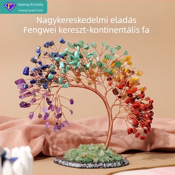 Ametiszt kristályból készült Kristályfa, Csakra és Életfa, Modern Minimalista Stílus, PP zacskó csomagolás