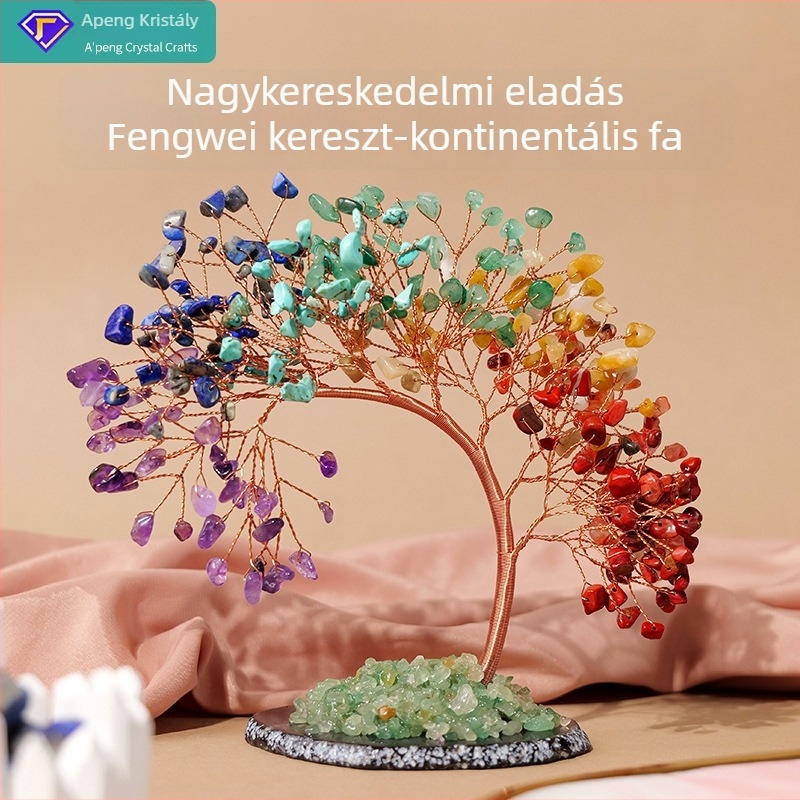 Ametiszt kristályból készült Kristályfa, Csakra és Életfa, Modern Minimalista Stílus, PP zacskó csomagolás