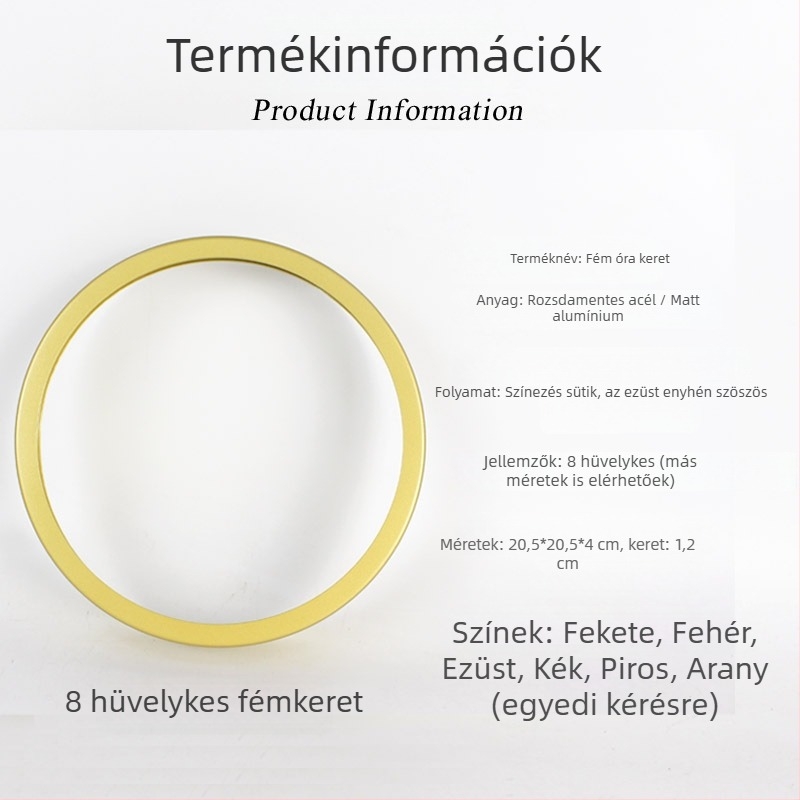 Kör alakú fali óra ház, kvarc működés, aranyszínű alumínium keret, előlap, 48 darabos csomag