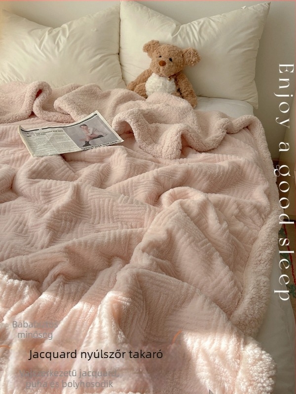 Téli sűrített nyuszis plüss pléd, jacquard, egyszínű, irodai szundikáláshoz, kollégiumban és kanapén