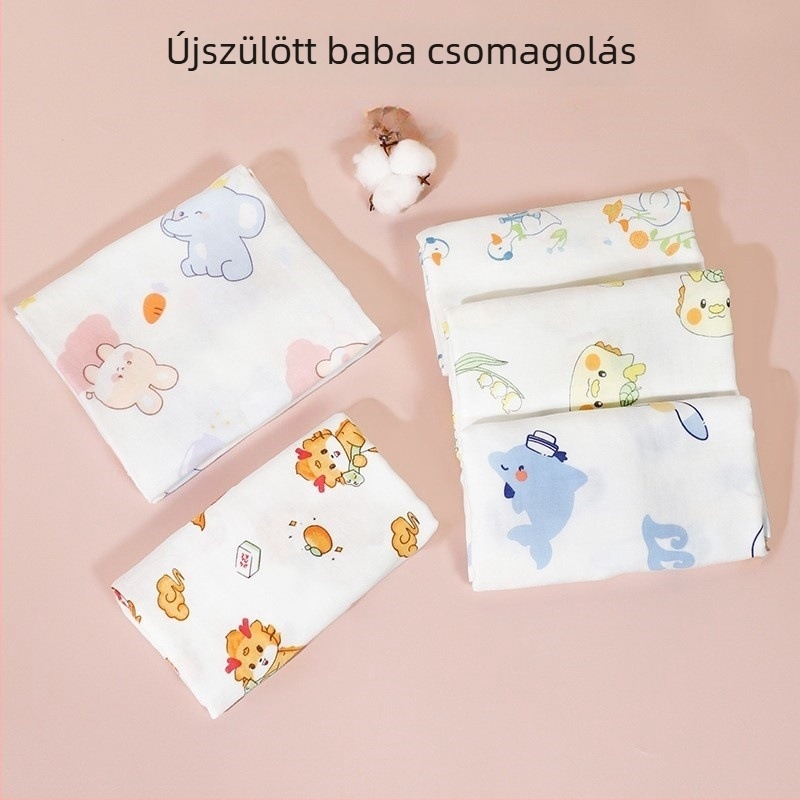 Baba swaddle kendő bambuszrostból, sima szövés, 120–140 g, Cartoon stílus, márka Good month