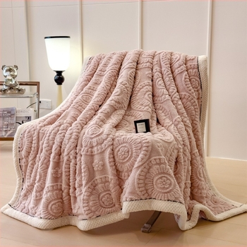 Nordic stílusú vastag jacquard kötött flanel takaró virágos relieffel, modell 5464, négy évszakra, szintetikus rost