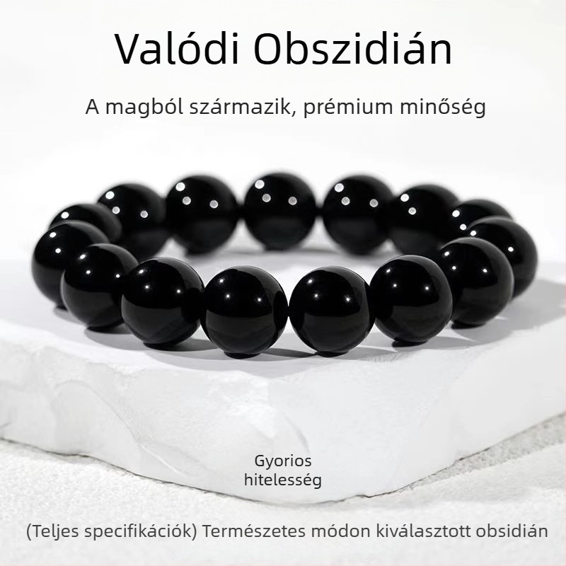 Obszidián karkötő Buddha gyöngyökkel és transzfer gyöngyökkel, uniszex, etnikus stílus, szövött dizájn