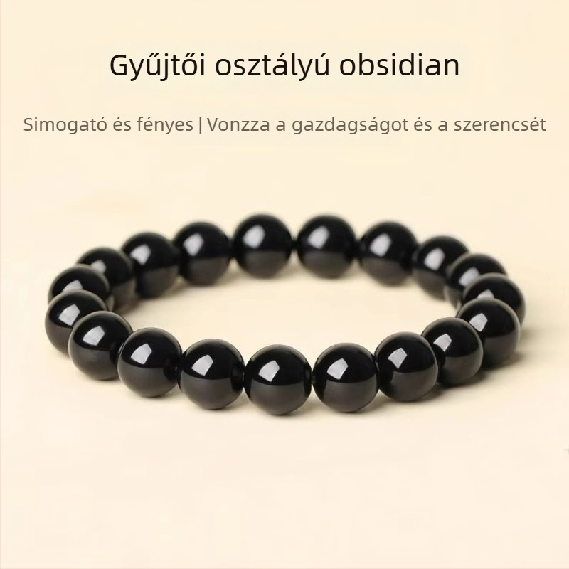 Obszidián karkötő Buddha gyöngyökkel és transzfer gyöngyökkel, uniszex, etnikus stílus, szövött dizájn