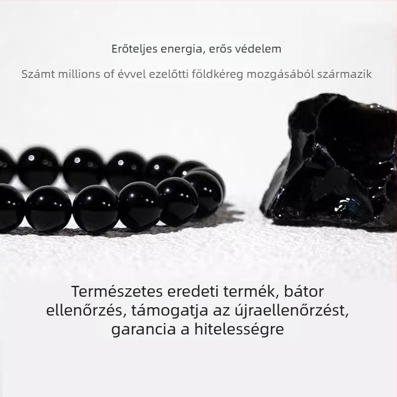 Obszidián karkötő Buddha gyöngyökkel és transzfer gyöngyökkel, uniszex, etnikus stílus, szövött dizájn