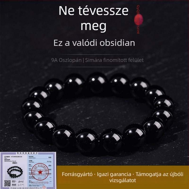 Obszidián karkötő, kézzel készített gyöngyök, uniszex, gömb alak, új kínai stílus