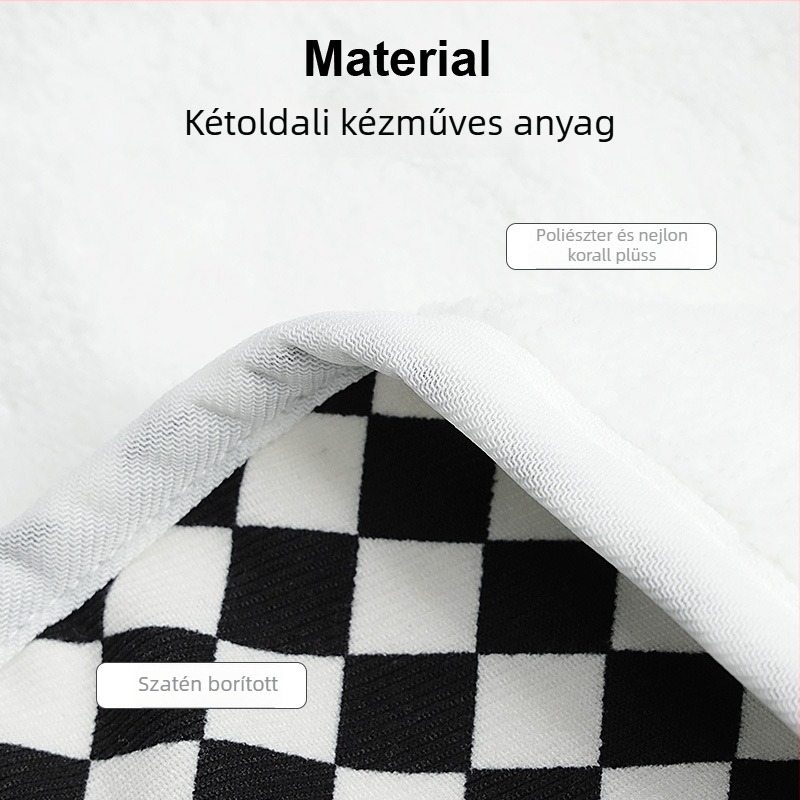 Hajat szárító turbán, kockás mintázat, dupla él, vastított, korall plüss, 120–139 g