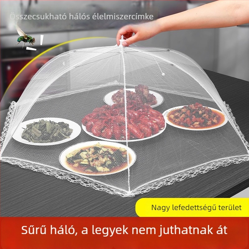 Összecsukható ételtakaró hálós-fém szerkezettel — legyek elleni, többfunkciós, modern dizájn