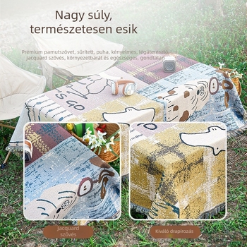 Kültéri piknik szőnyeg és kemping takaró, kötött textúra, négy évszakos kanapévédő és pihenő takaró